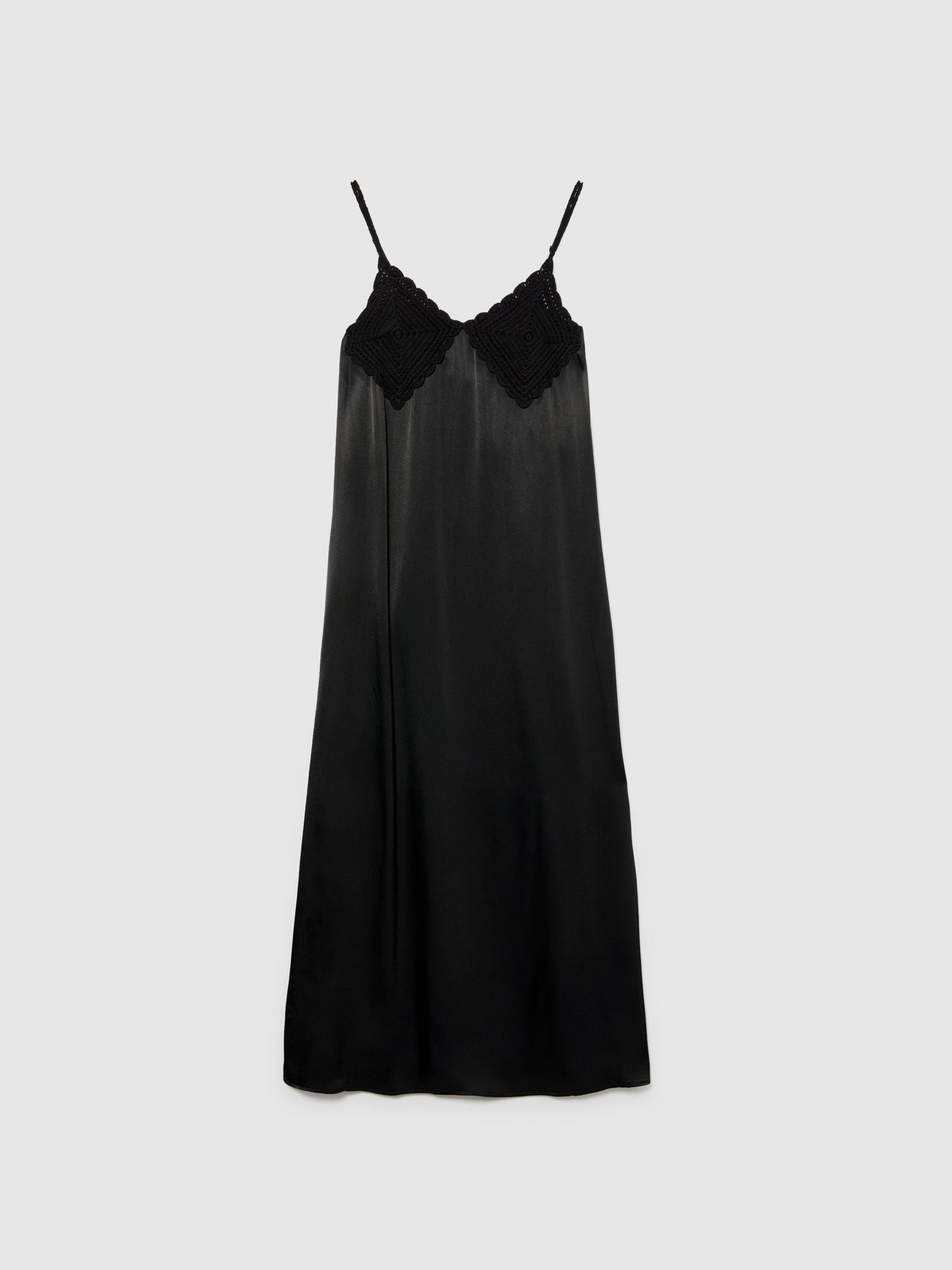 Vestito in satin con uncinetto da donna nero | Sisley Outlet