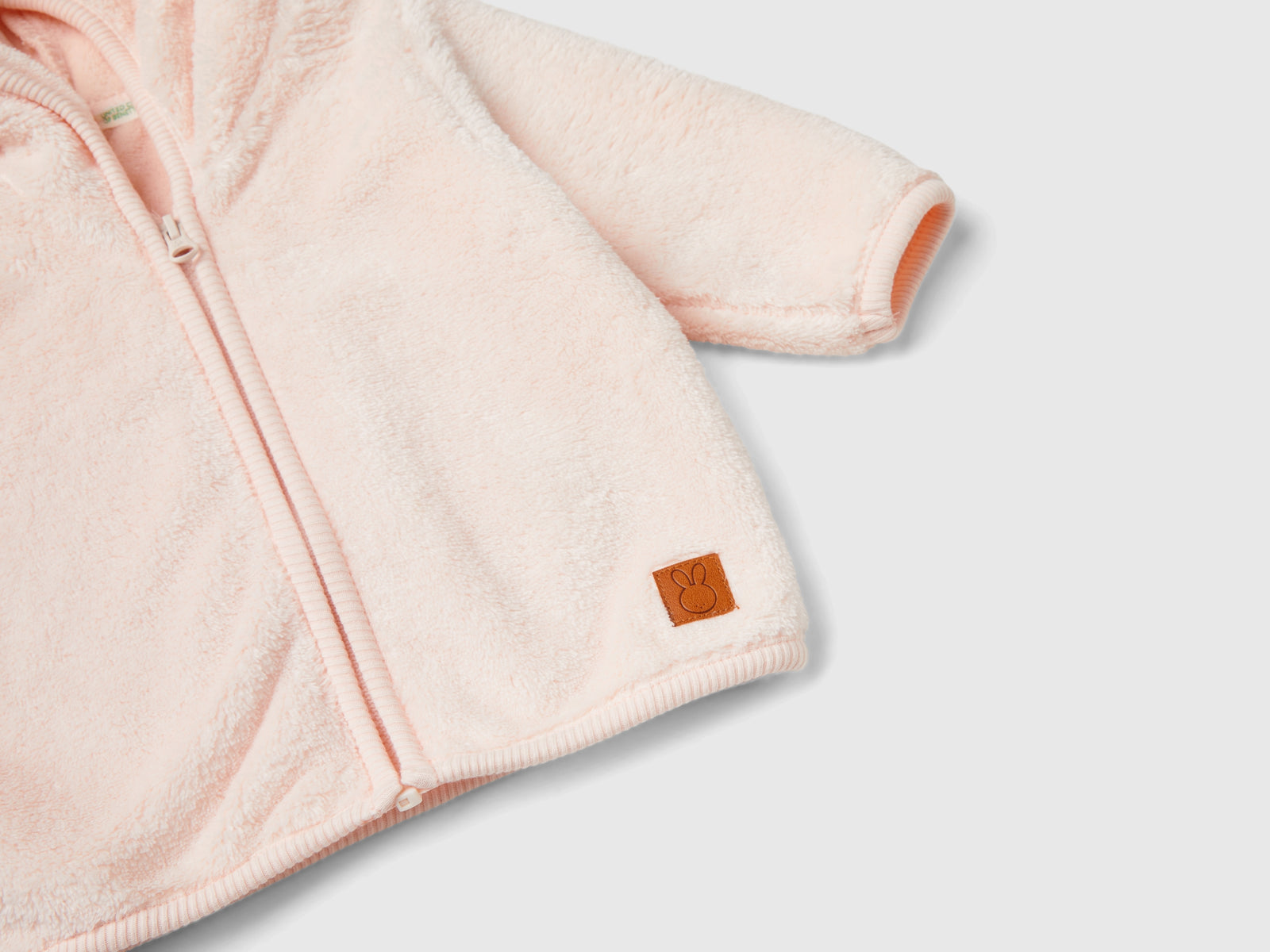 Faux fur zip-up sweatshirt da neonato rosa tenue 3 | Benetton Outlet