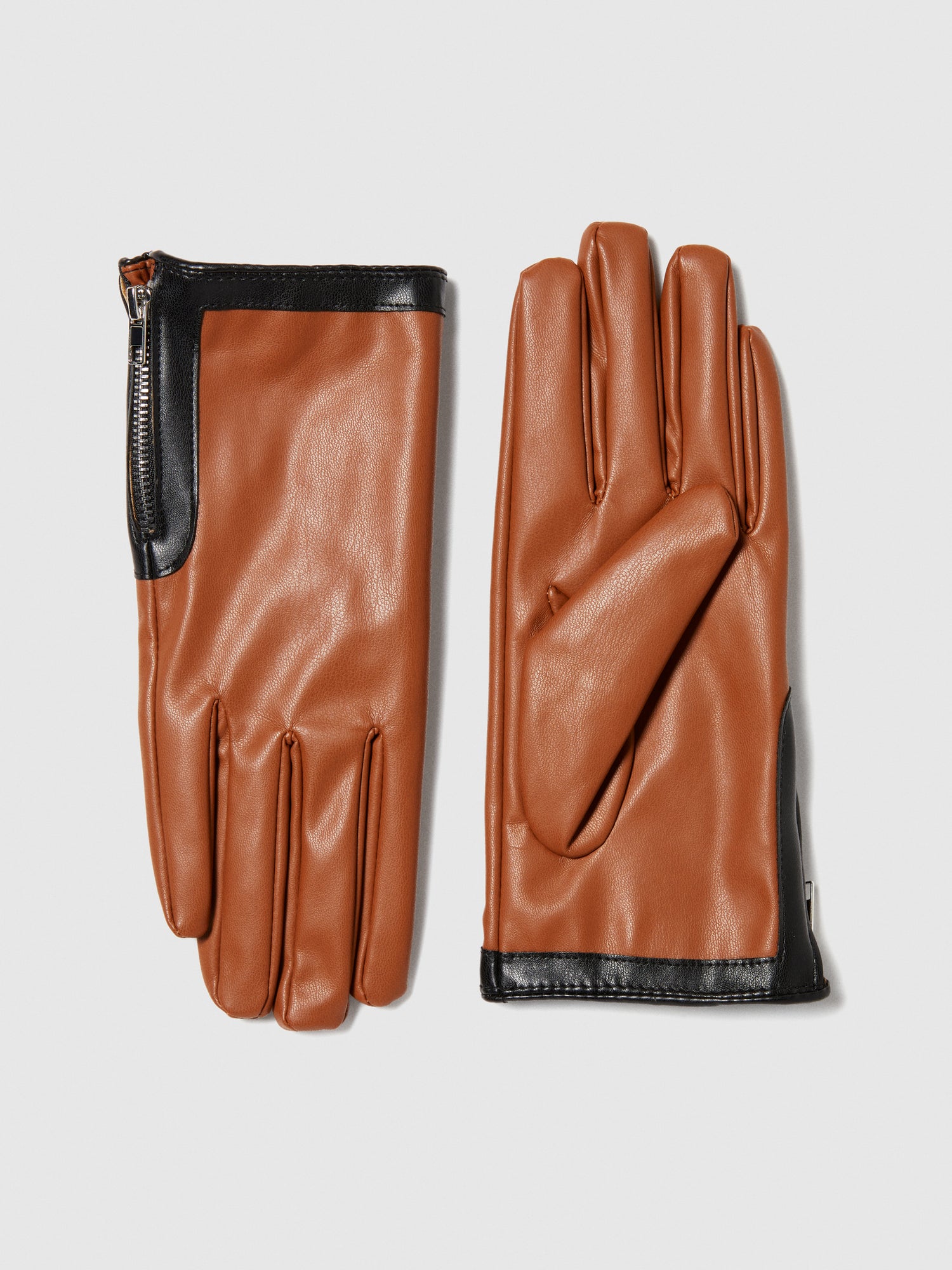 Guanti con zip da donna marrone | Sisley Outlet