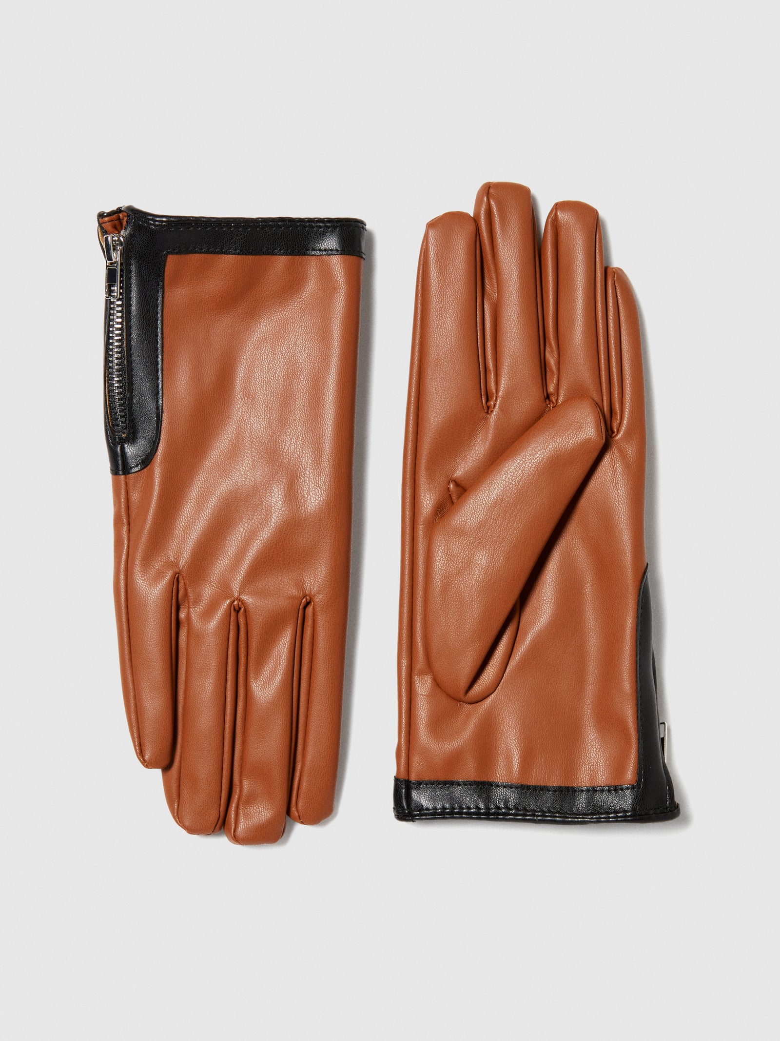 Guanti con zip da donna marrone | Sisley Outlet
