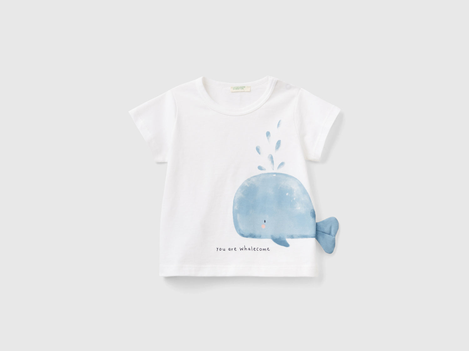 T-shirt con stampa e patch da neonato bianco | Benetton Outlet