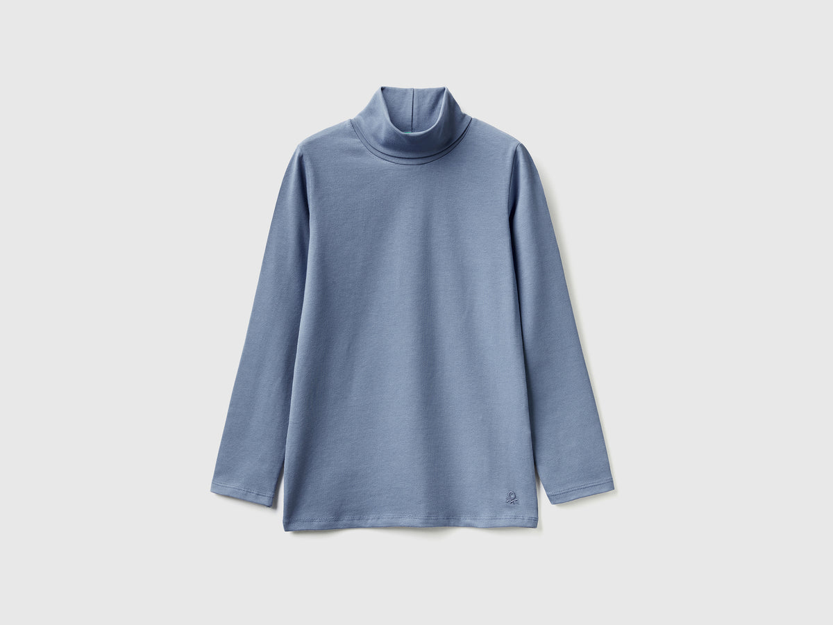 T-shirt stretch con collo alto