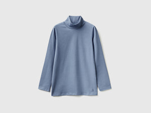 T-shirt stretch con collo alto