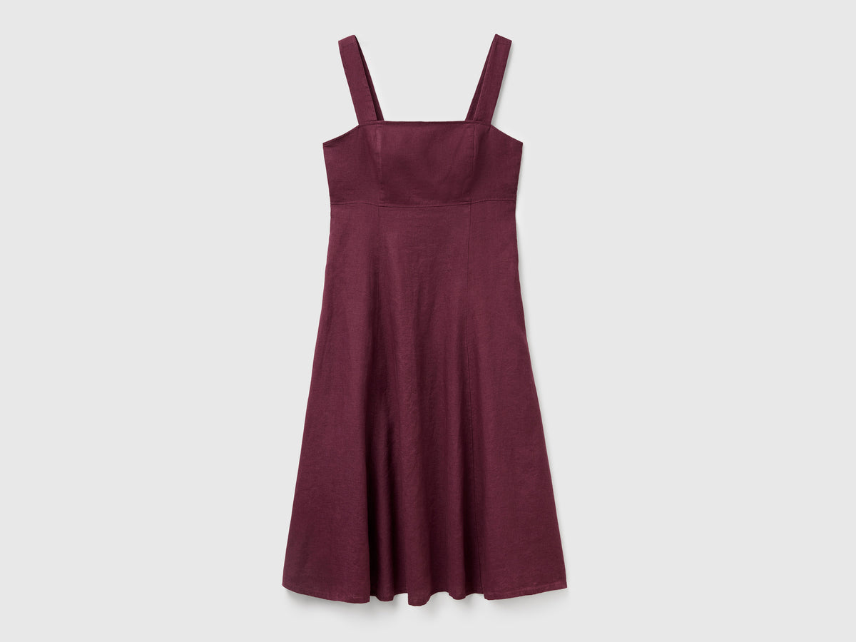 Vestito scollo quadrato in puro lino