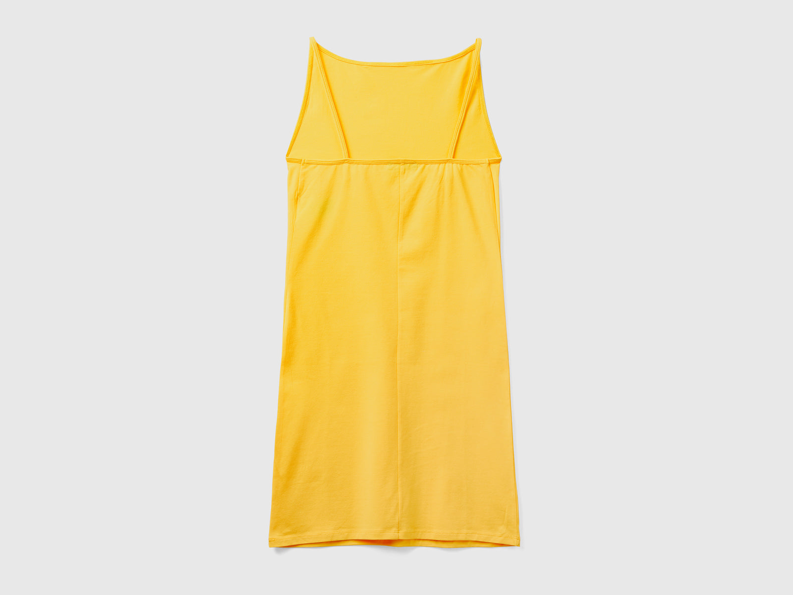 Vestito corto smanicato in cotone elasticizzato dalla vestibilità aderente da donna giallo 2 | Benetton Outlet