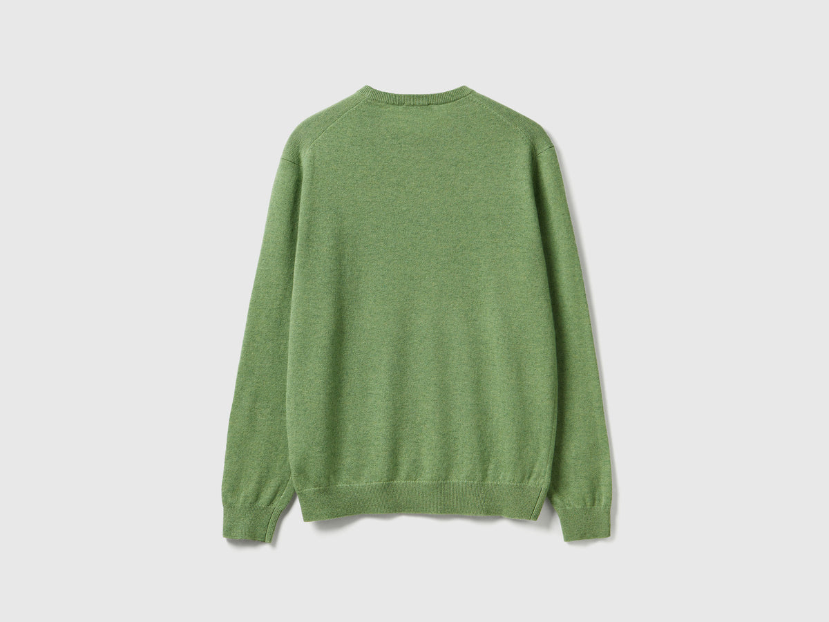 Maglia girocollo mélange in pura lana Merino
