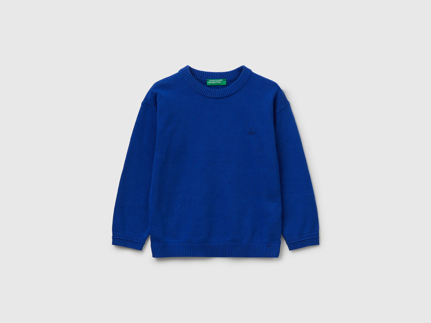 Maglioncino in puro cotone con logo da bimbo bluette | Benetton Outlet