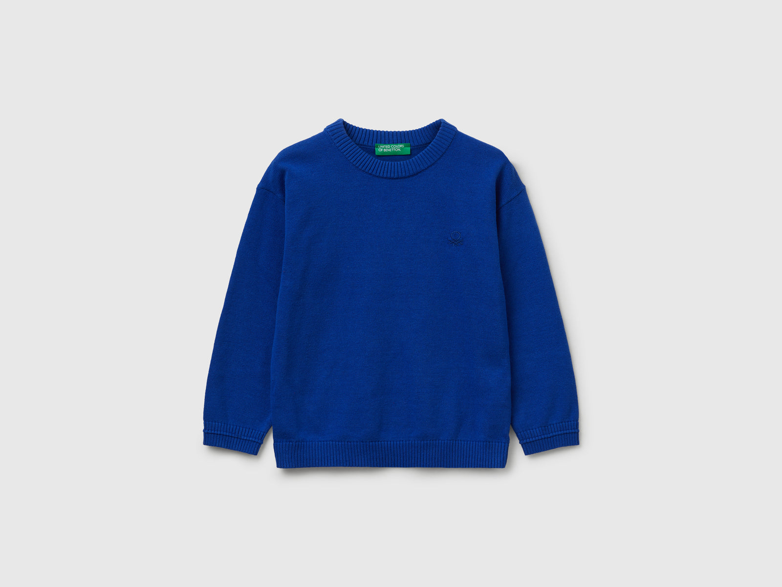 Maglioncino in puro cotone con logo da bimbo bluette | Benetton Outlet