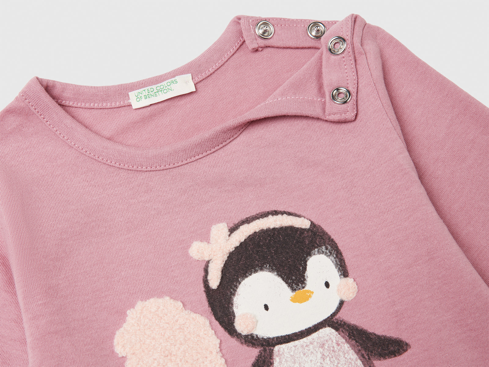 T-shirt a manica lunga in caldo cotone da neonato malva 3 | Benetton Outlet
