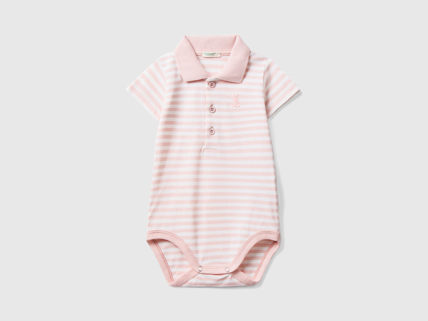 Body a polo in cotone elasticizzato da neonato rosa tenue | Benetton Outlet