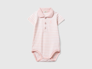 Body a polo in cotone elasticizzato