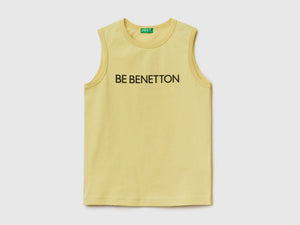 T-shirt smanicata girocollo in puro cotone