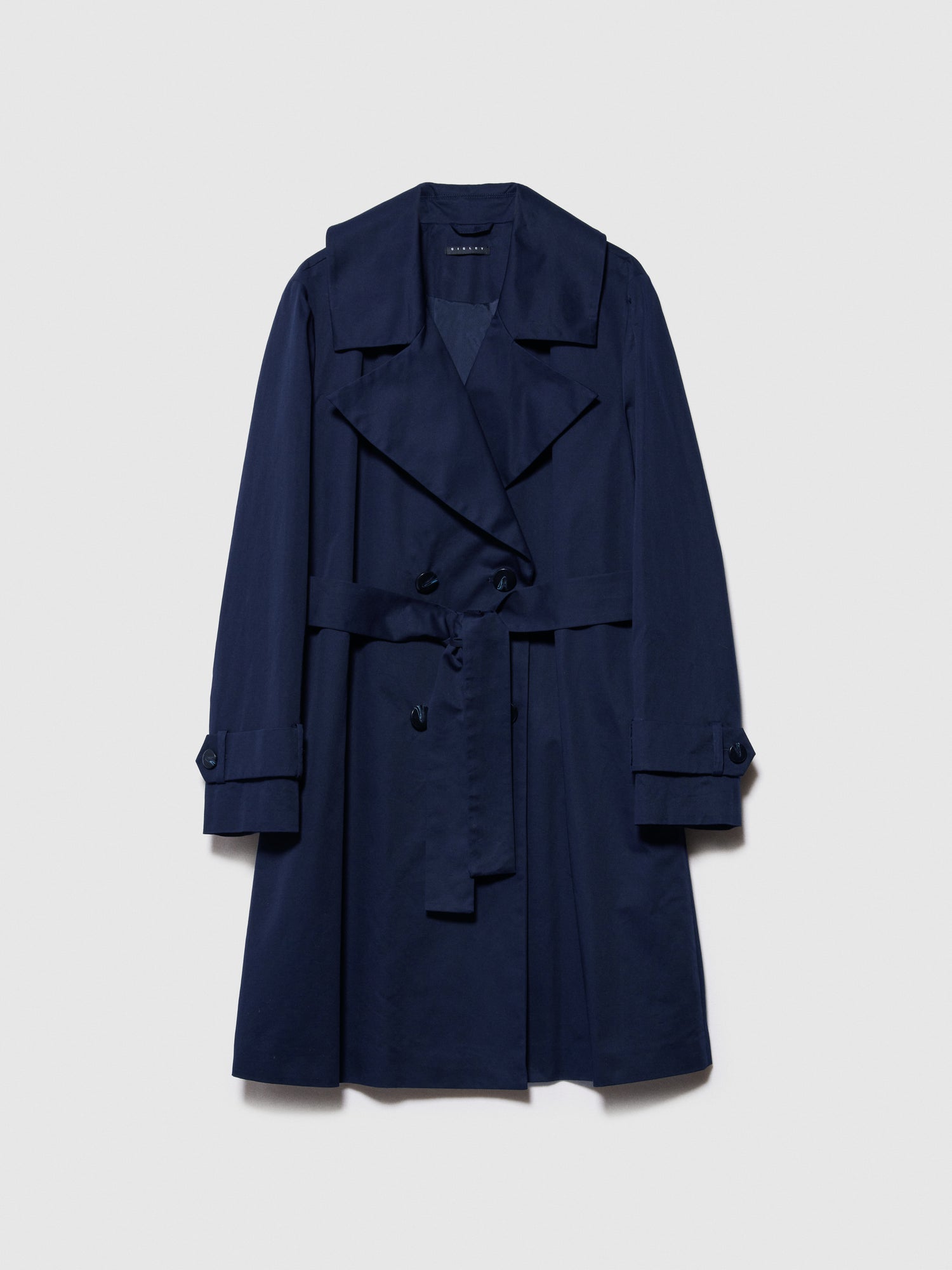 Trench over con fusciacca da donna blu scuro | Sisley Outlet