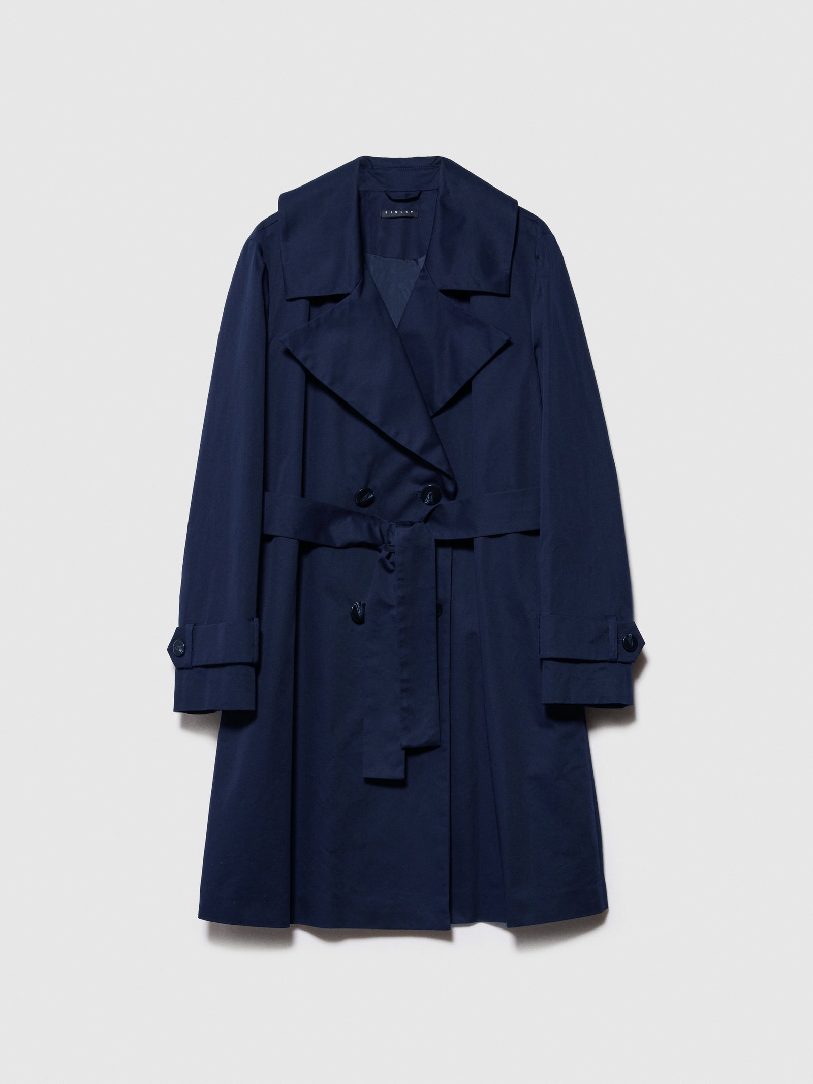 Trench over con fusciacca da donna blu scuro | Sisley Outlet