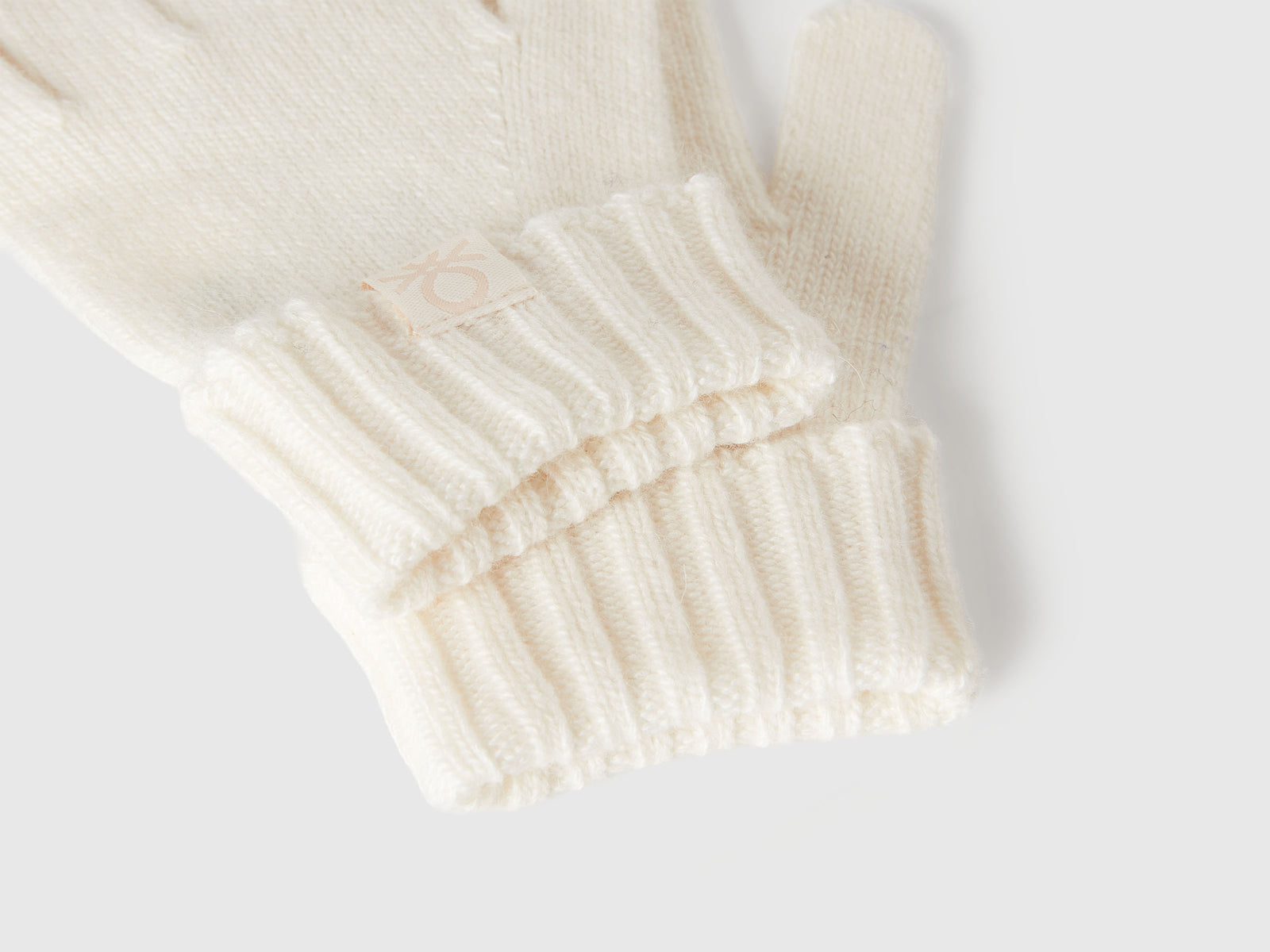 Guanti in misto lana e viscosa da bimbo bianco panna 3 | Benetton Outlet