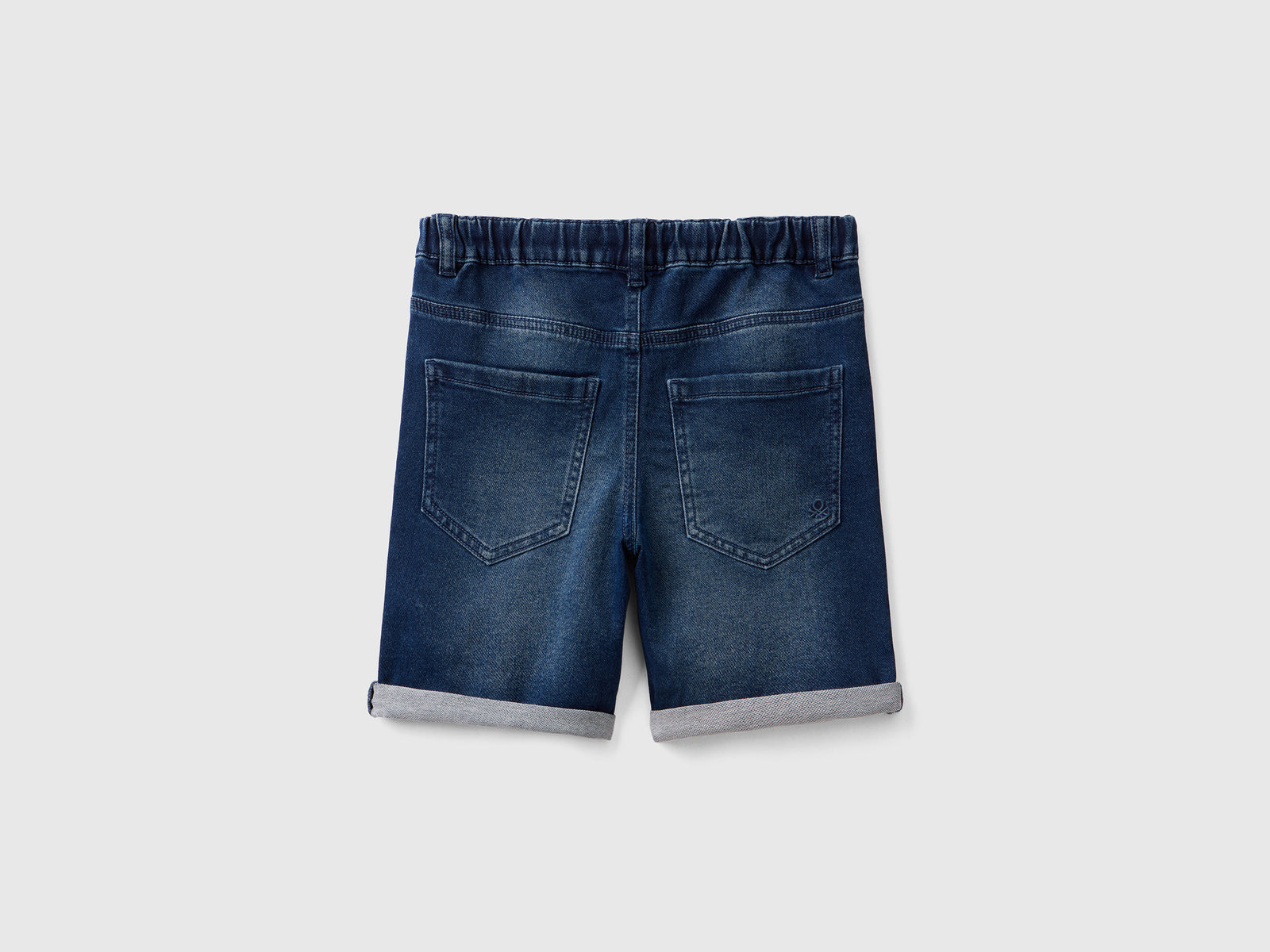 Bermuda in denim elasticizzato da bambino blu scuro 2 | Benetton Outlet