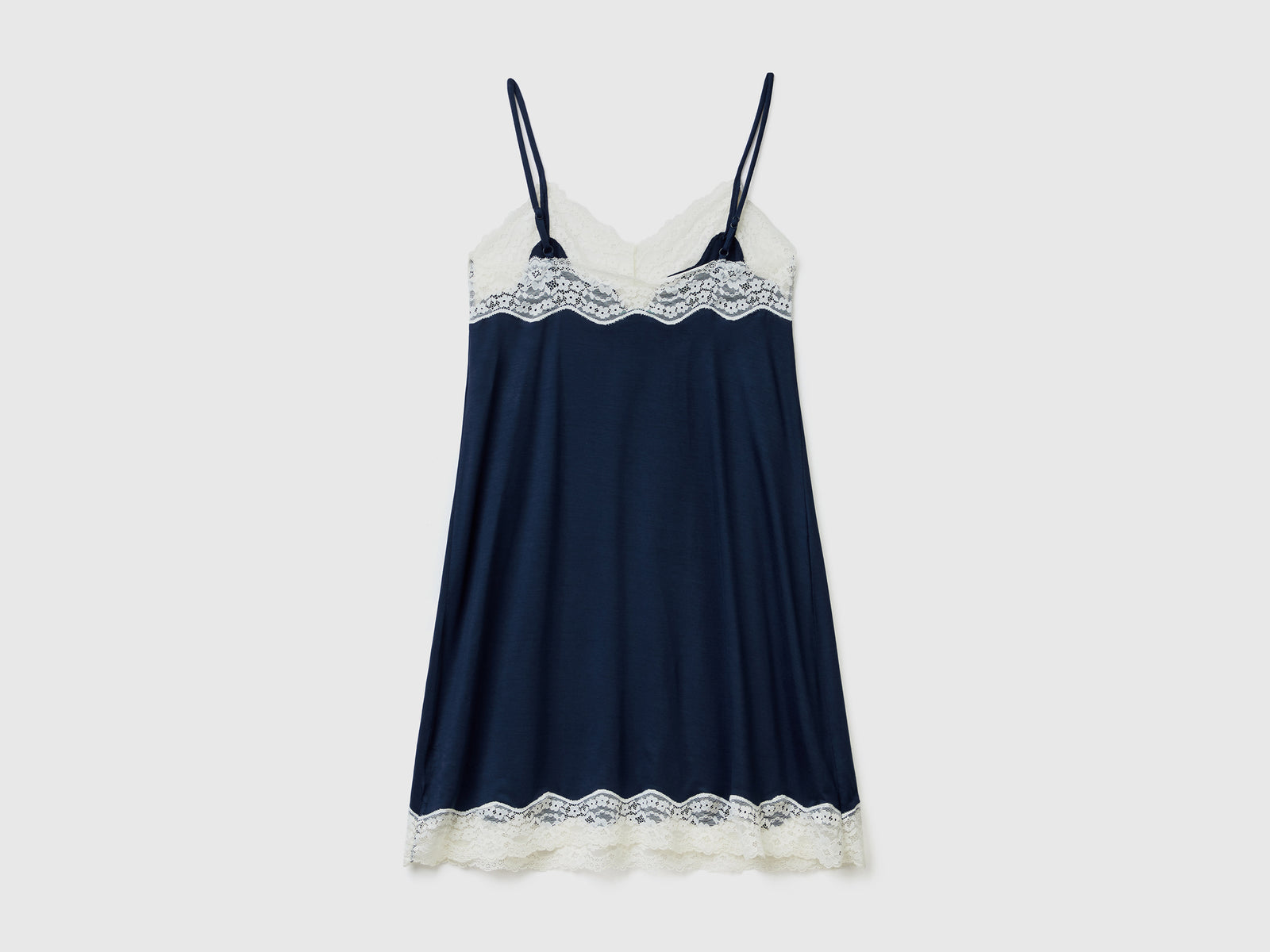 Sottoveste fluida con pizzo da donna blu scuro 2 | Benetton Outlet