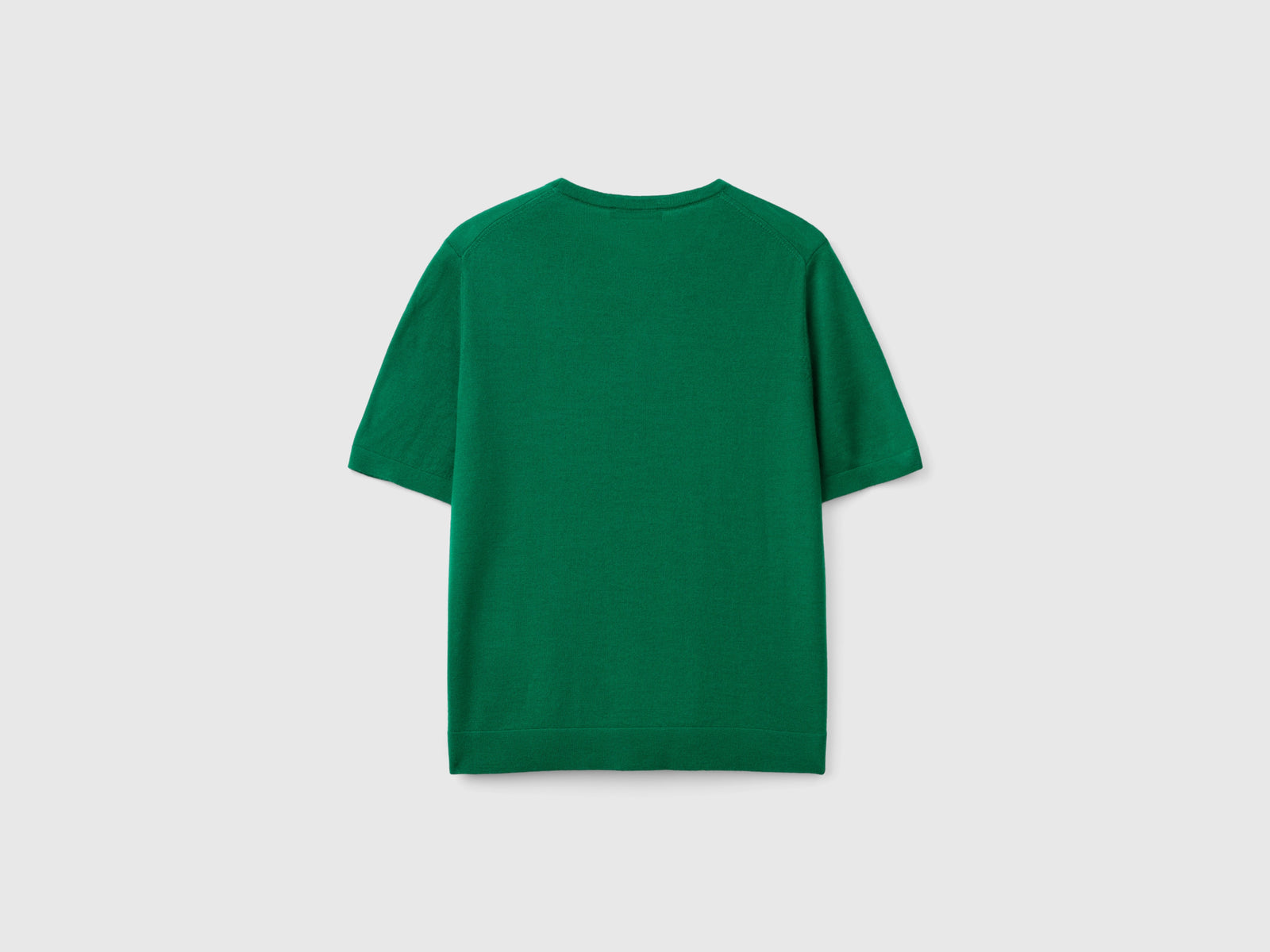 Maglia manica corta in pura lana Merino da donna verde 2 | Benetton Outlet