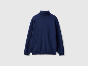 Dolcevita blu in pura lana Merino