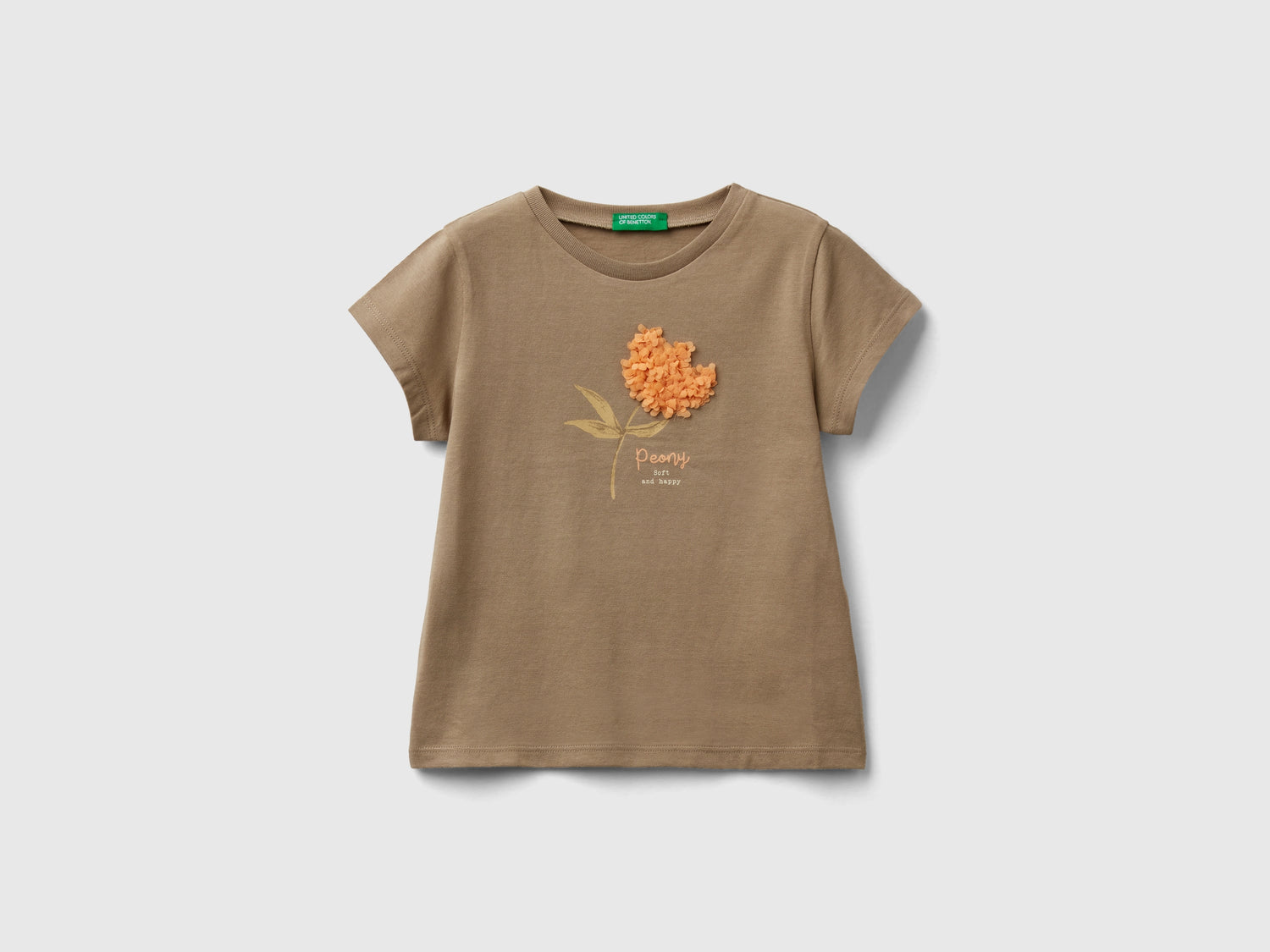T-shirt con applicazione effetto petali da bimba verde chiaro | Benetton Outlet