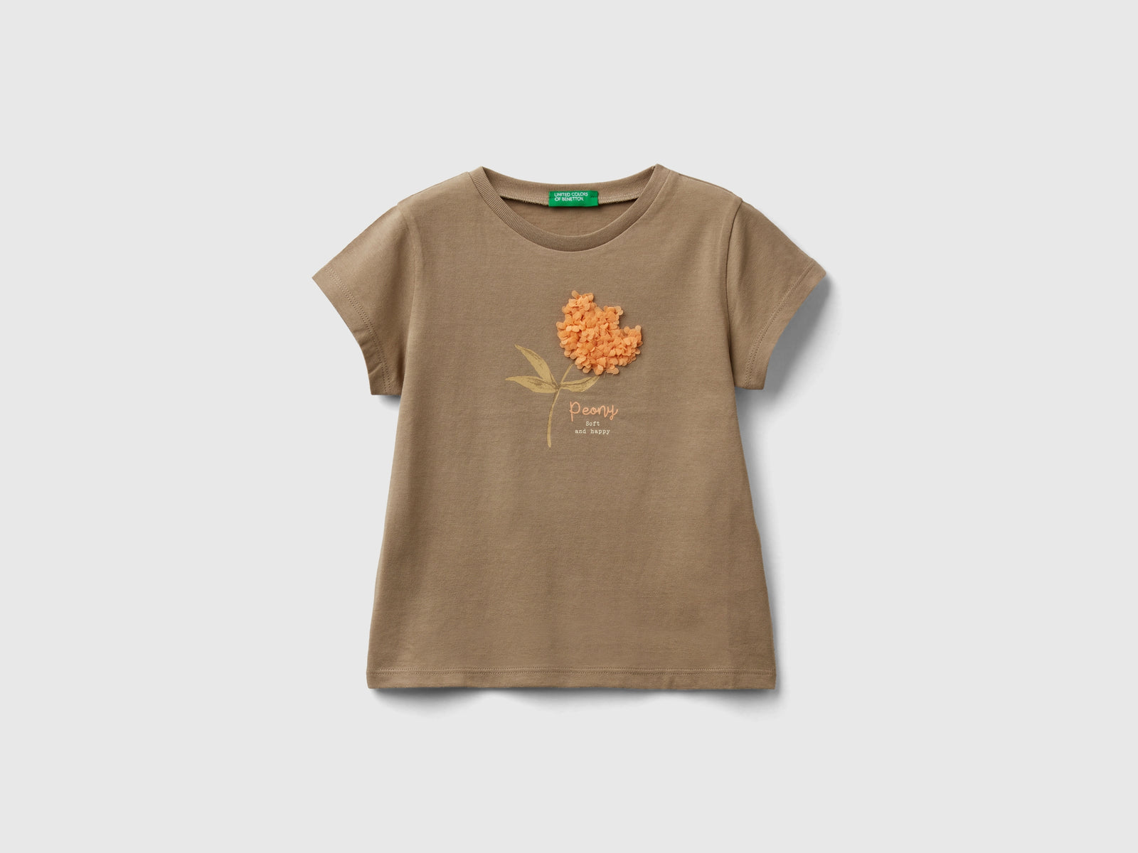 T-shirt con applicazione effetto petali da bimba verde chiaro | Benetton Outlet