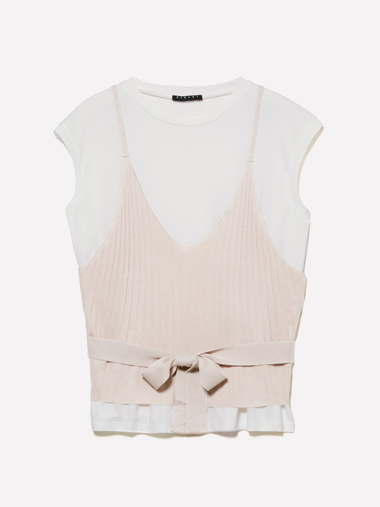 T-shirt con top in maglia da donna bianco | Sisley Outlet