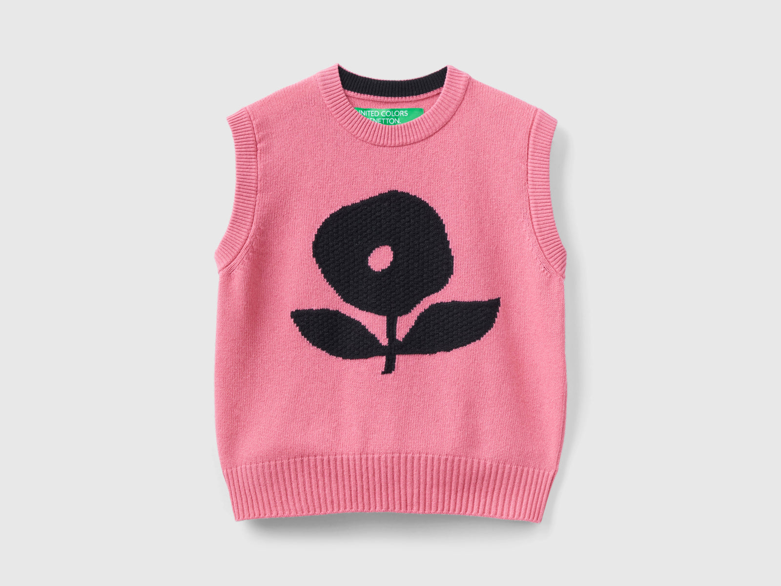 Gilet con intarsio floreale da donna rosa | Benetton Outlet