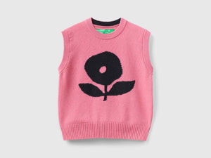 Gilet con intarsio floreale
