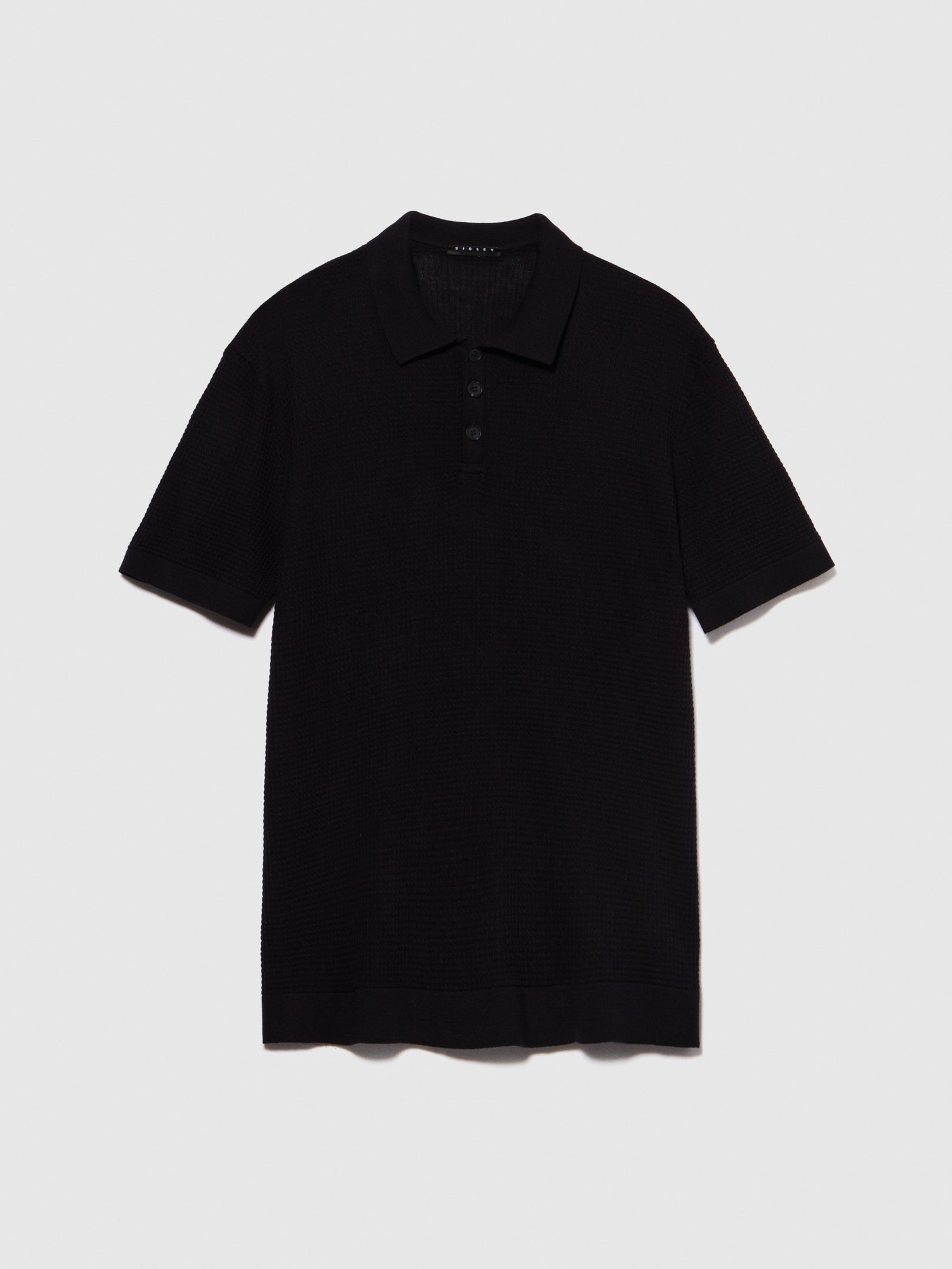 Polo in maglia da uomo nero | Sisley Outlet