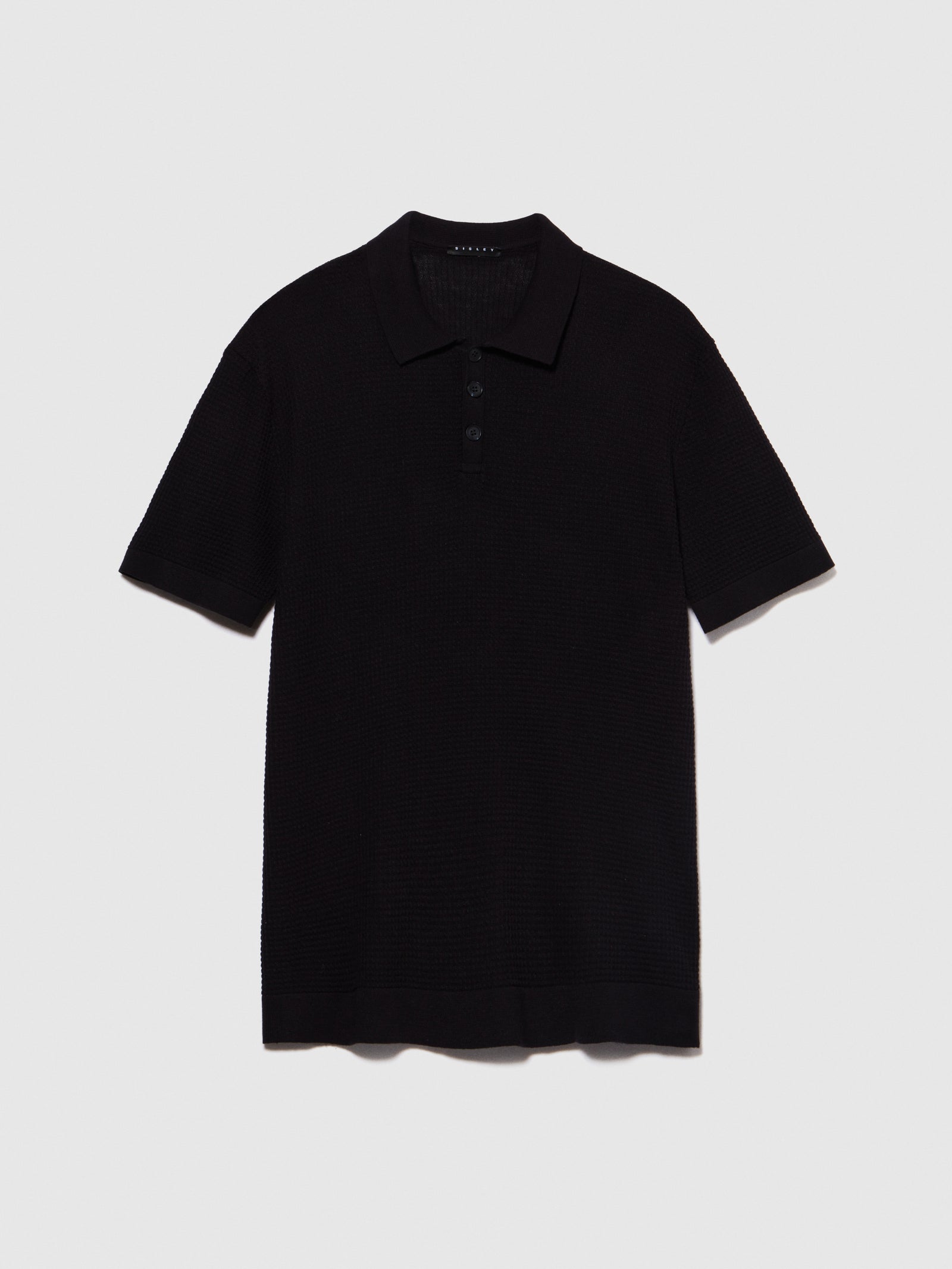 Polo in maglia da uomo nero | Sisley Outlet