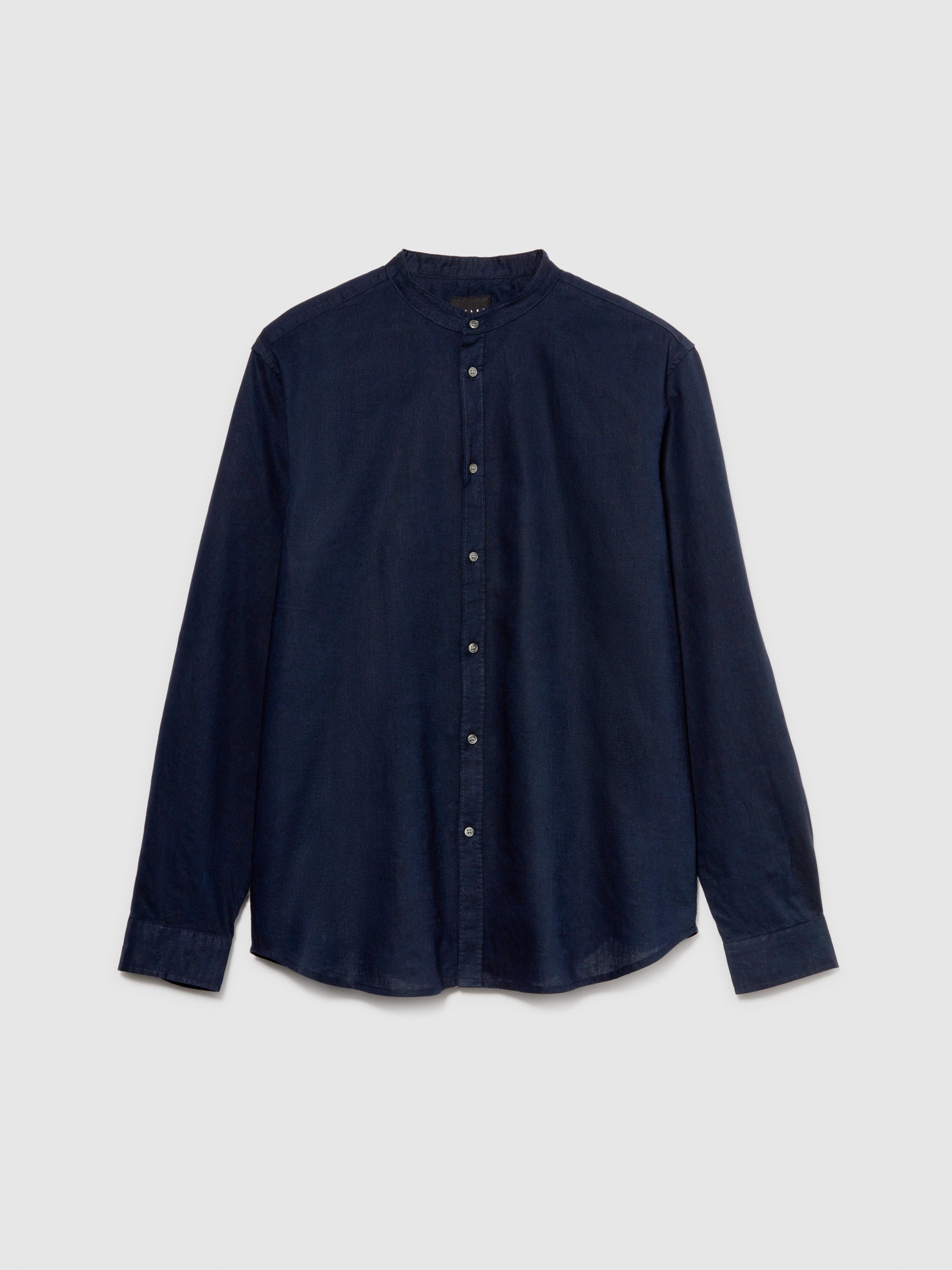 Camicia alla coreana in misto lino da uomo blu scuro | Sisley Outlet