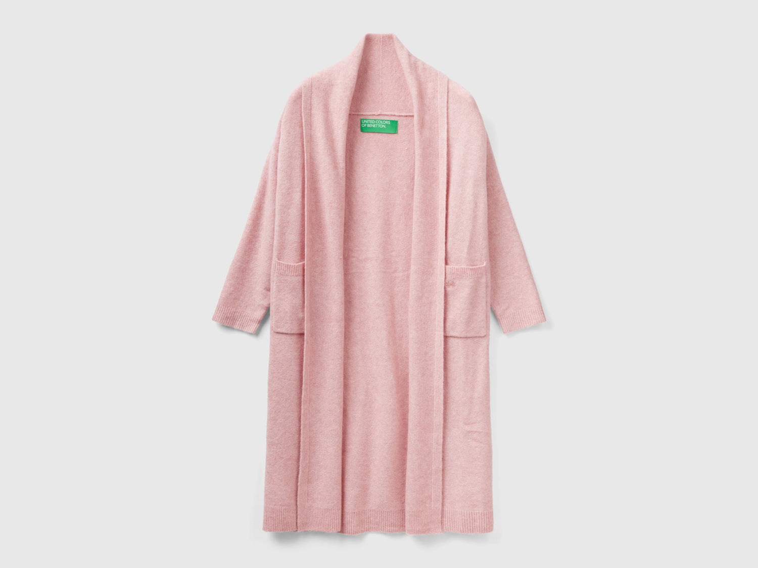 Cardigan lungo in filato riciclato da donna rosa | Benetton Outlet