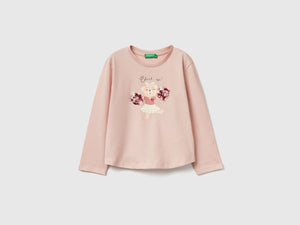 T-shirt con applicazione effetto petali