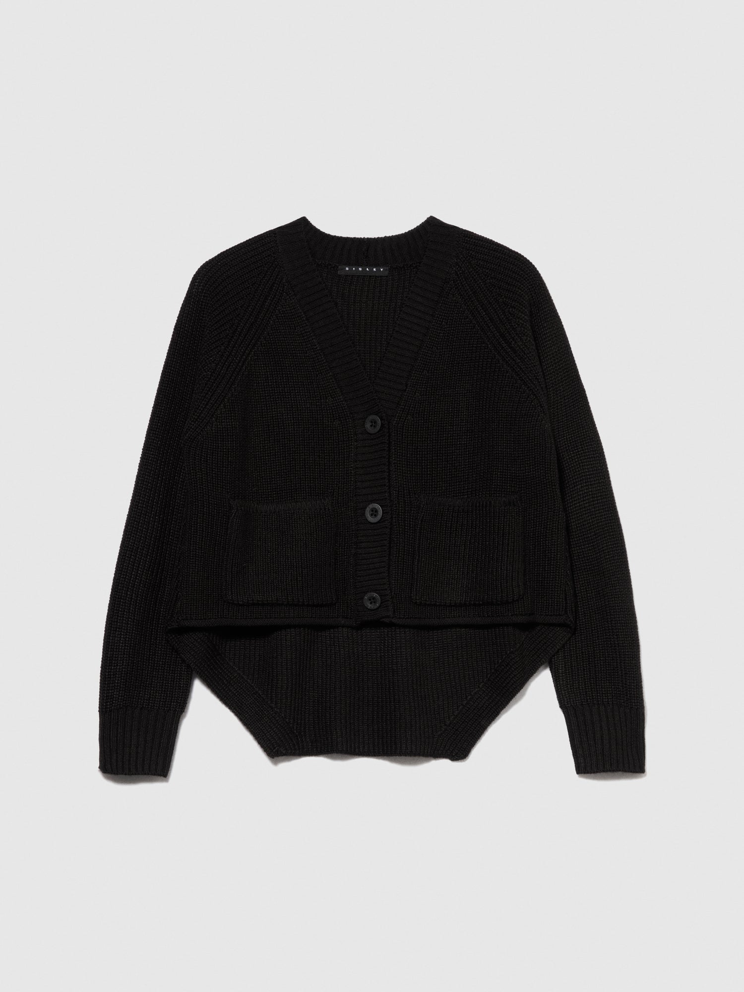 Cardigan asimmetrico da bambina nero | Sisley young Outlet
