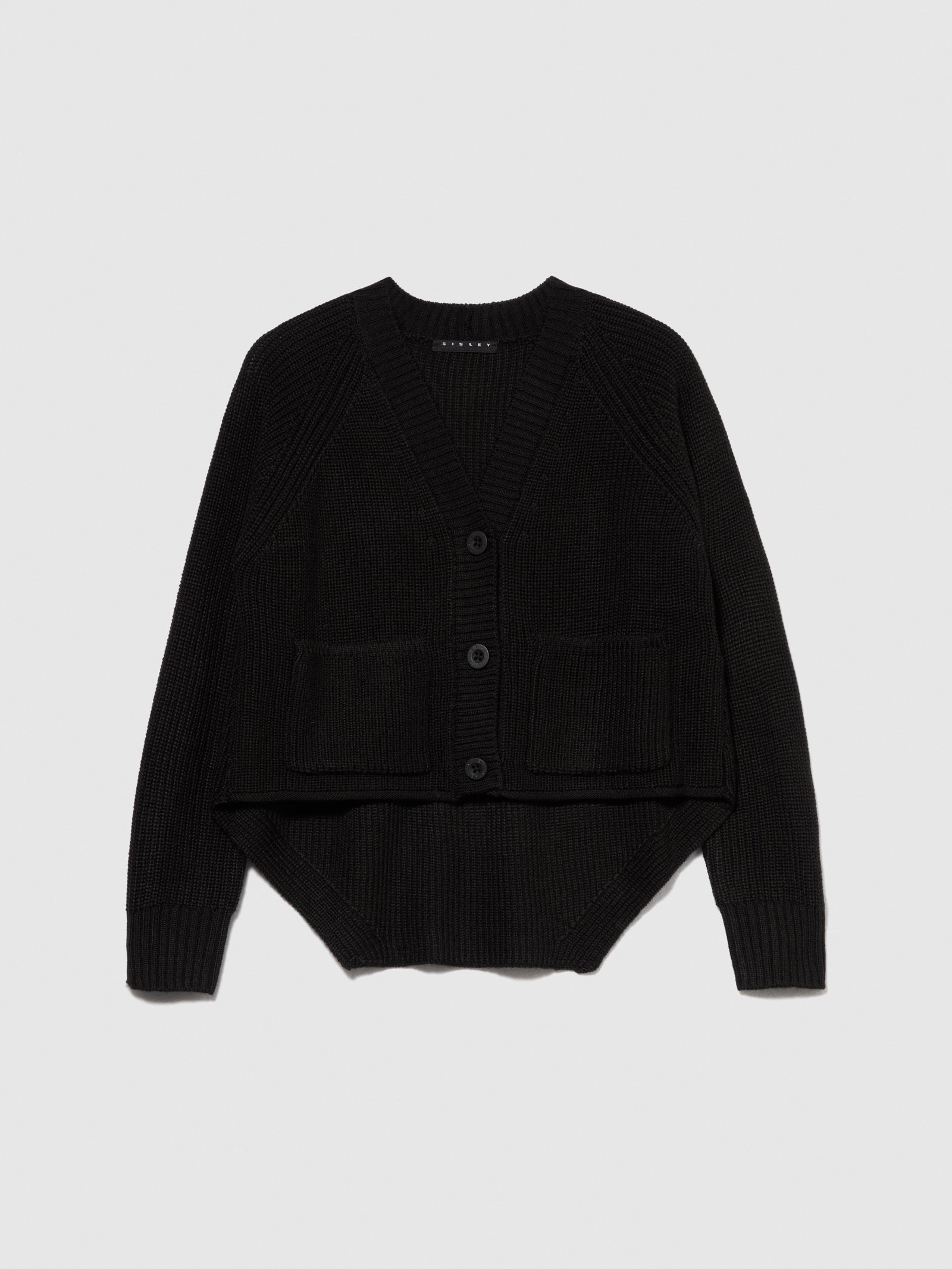 Cardigan asimmetrico da bambina nero | Sisley young Outlet