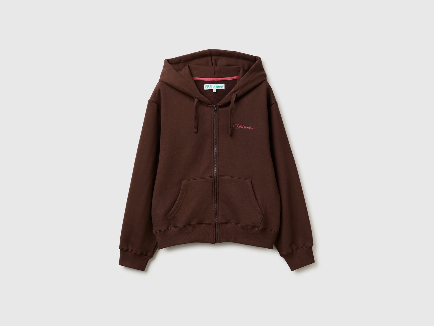 Felpa con cappuccio e zip da donna marrone scuro | Benetton Outlet