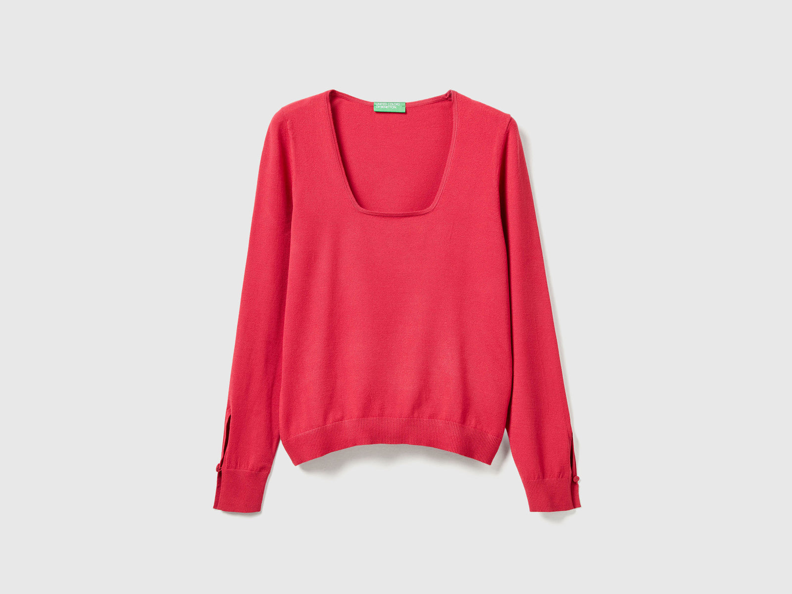 Maglia con scollo quadrato da donna fragola | Benetton Outlet