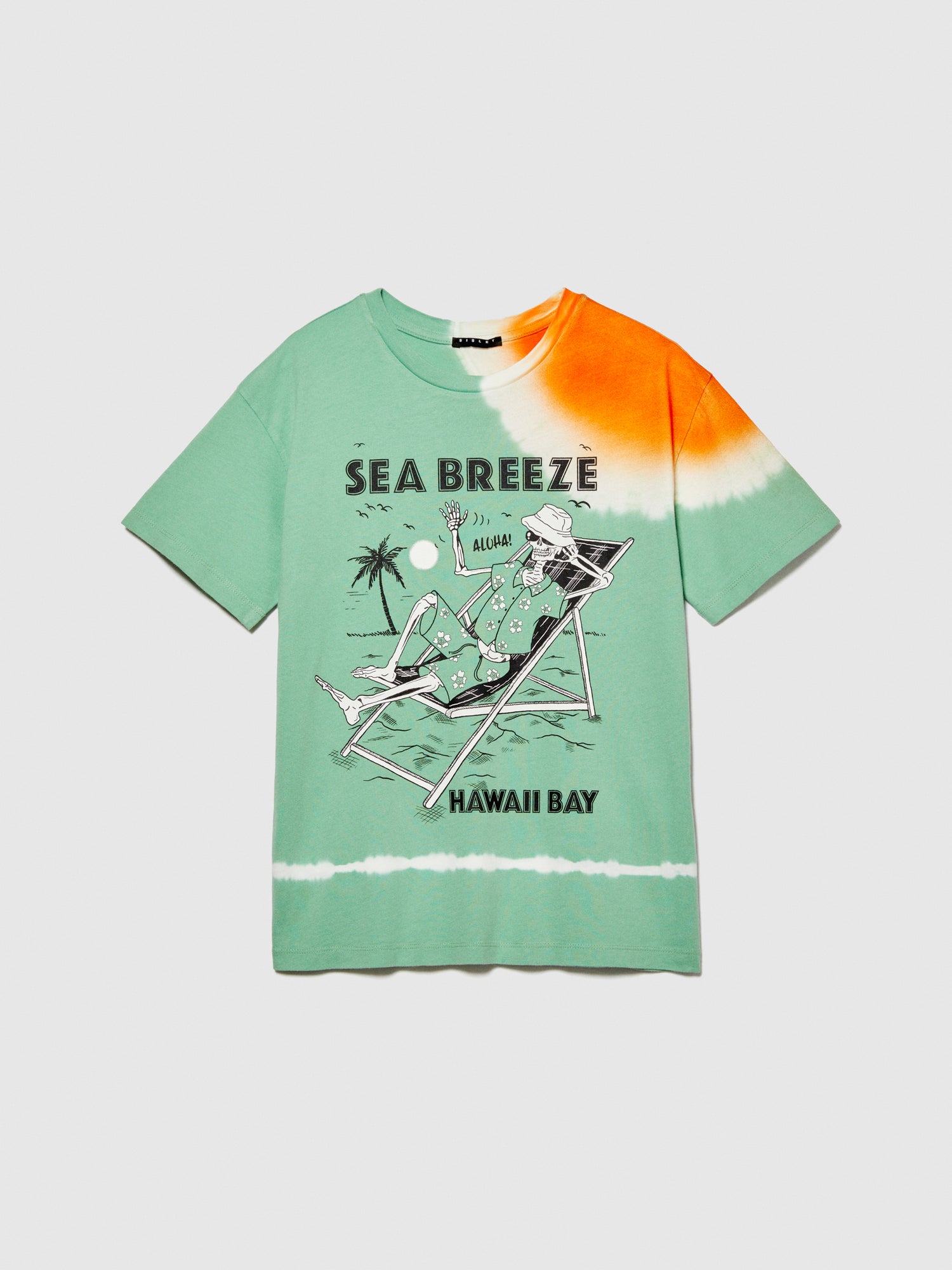 T-shirt tie-dye con stampa da bambino verde | Sisley young Outlet