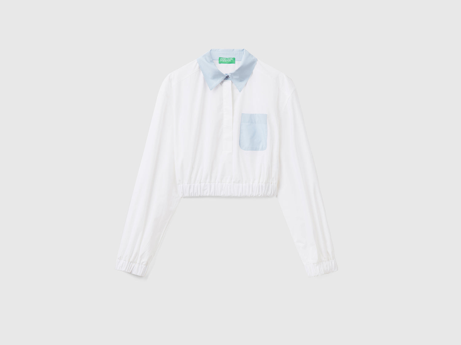 Camicia cropped da donna celeste | Benetton Outlet