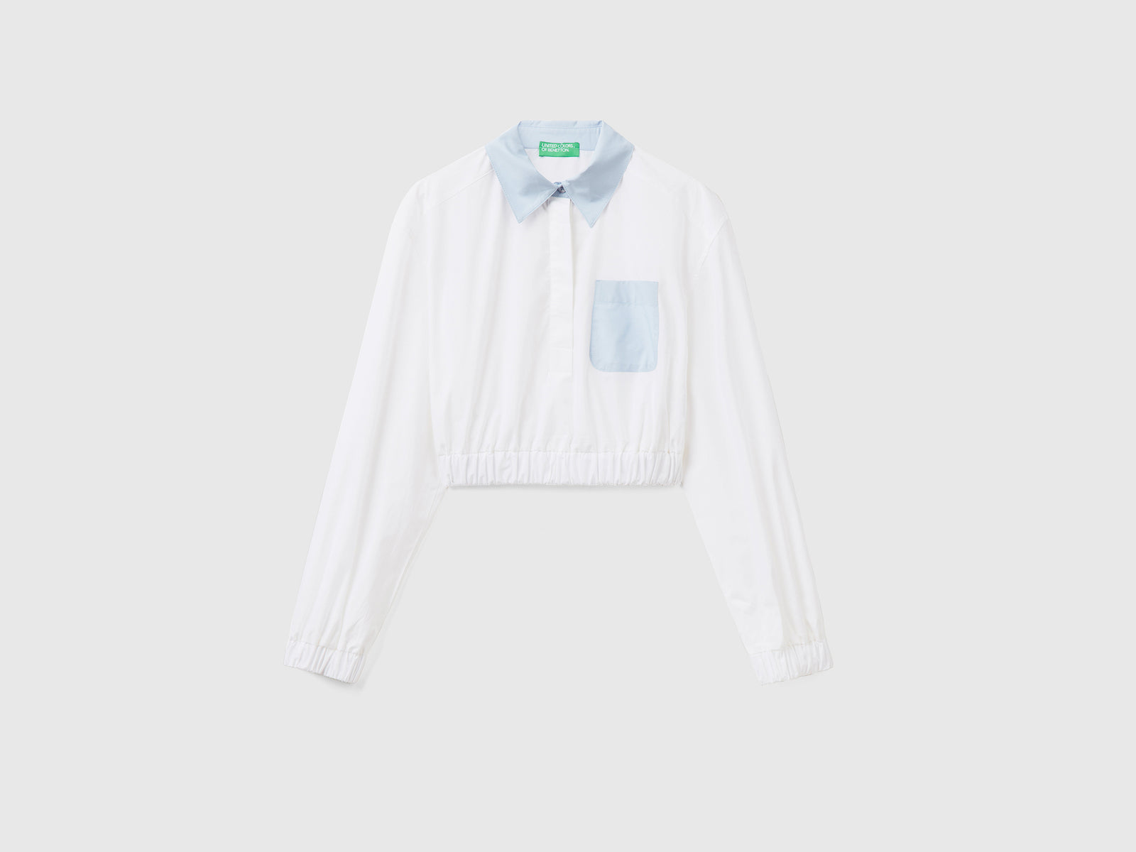 Camicia cropped da donna celeste | Benetton Outlet
