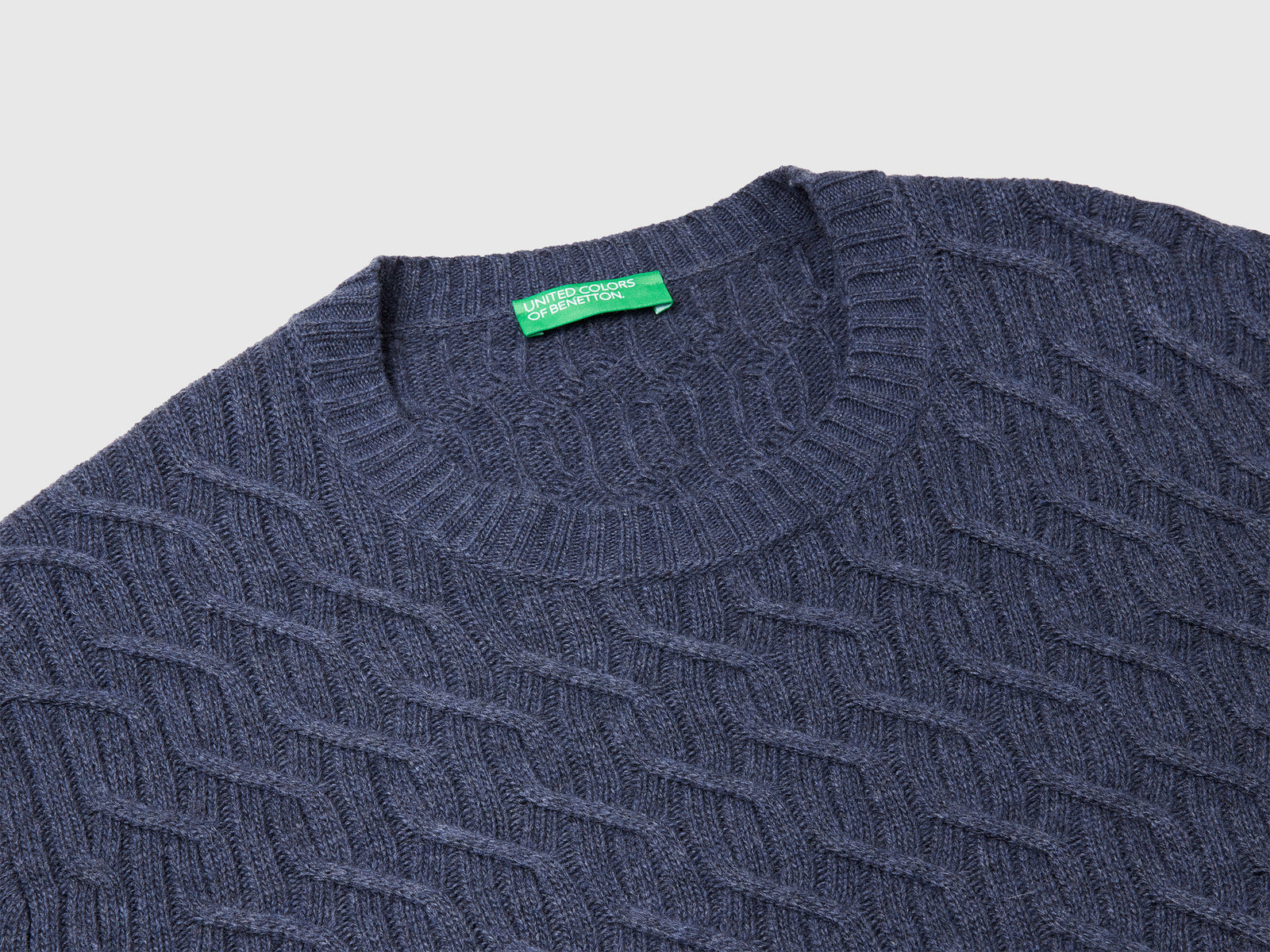 Maglia a trecce in misto cashmere da uomo blu 3 | Benetton Outlet