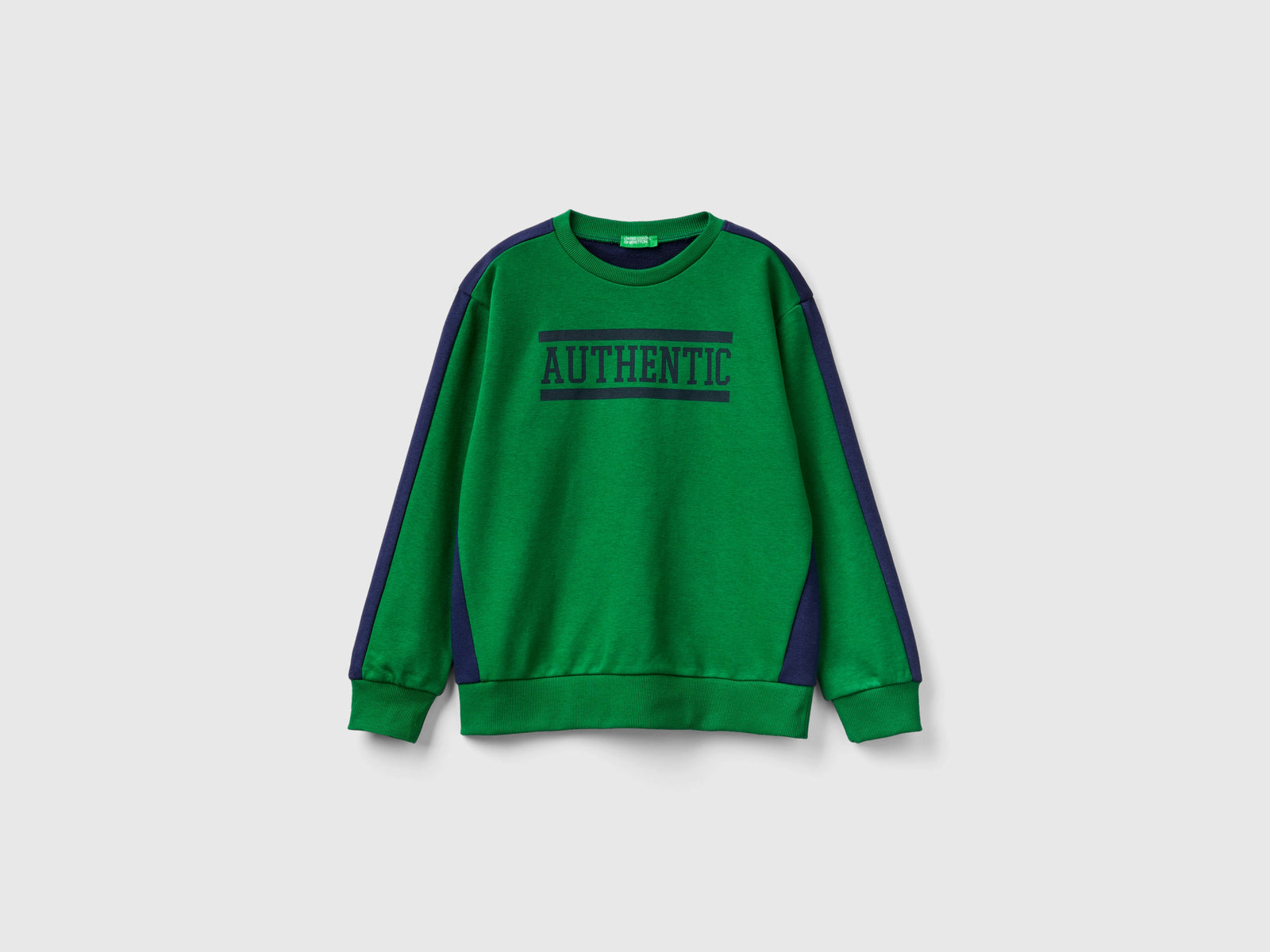 Felpa color block con stampa da bambino verde | Benetton Outlet