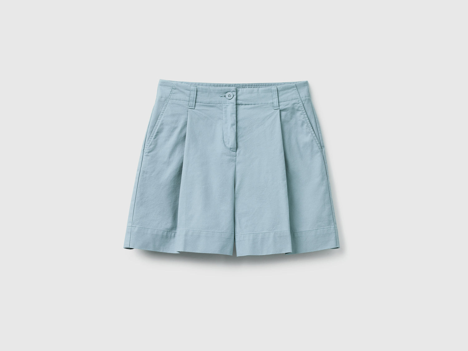 Shorts in cotone elasticizzato da donna celeste | Benetton Outlet