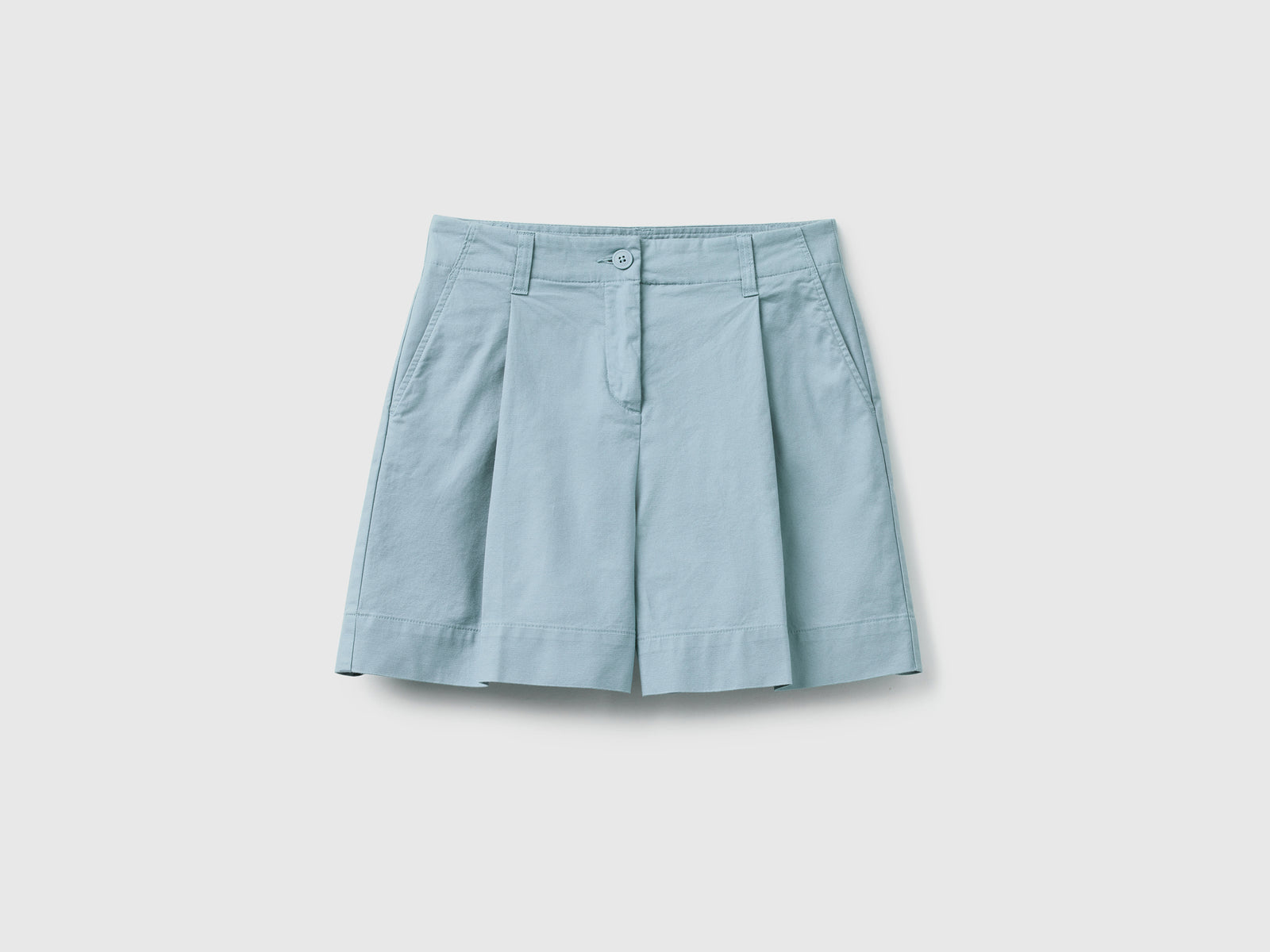Shorts in cotone elasticizzato da donna celeste | Benetton Outlet