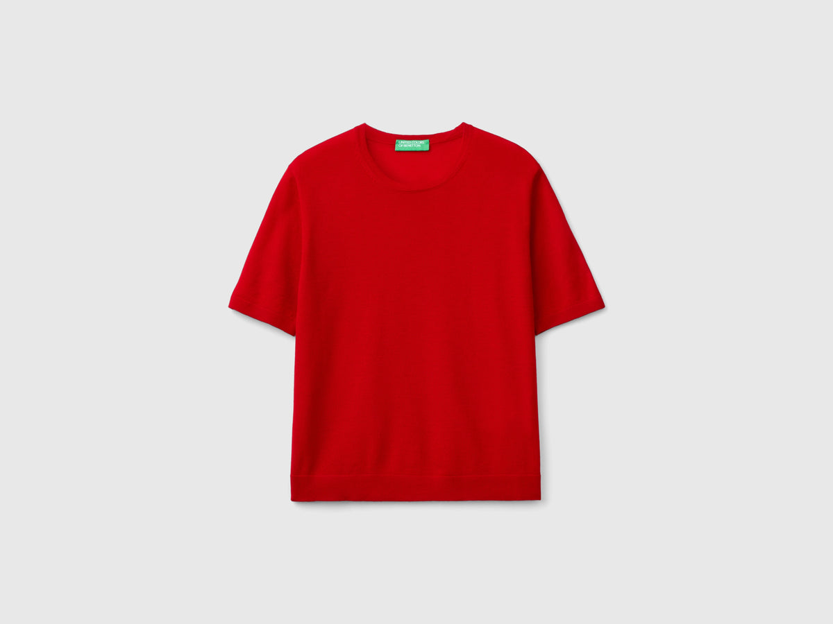Maglia manica corta in pura lana Merino