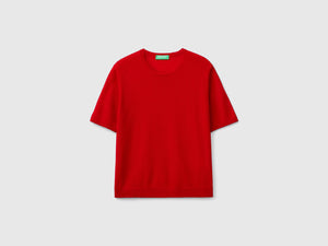 Maglia manica corta in pura lana Merino
