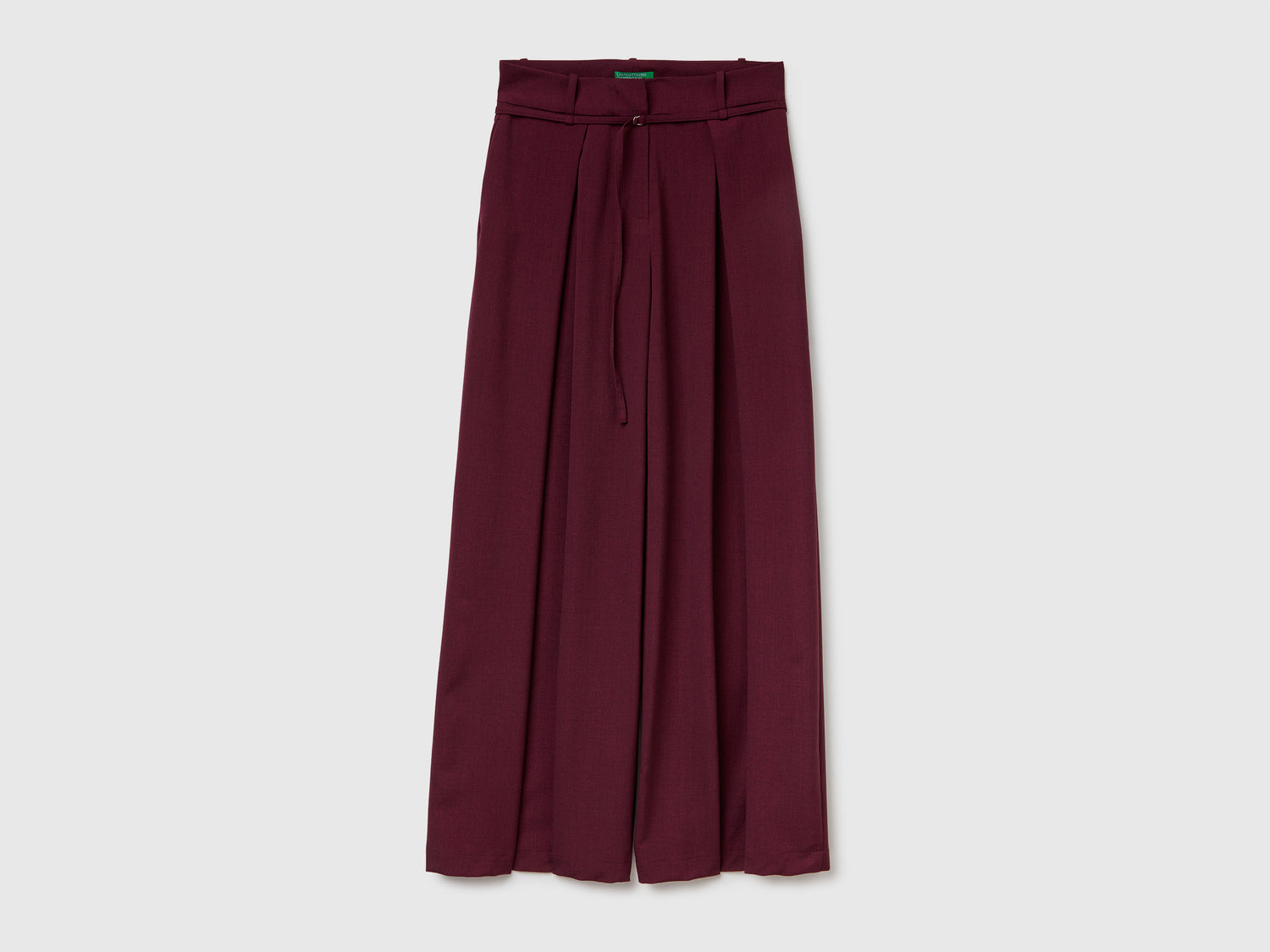 Pantaloni wide fit in flanella da donna bordeaux | Benetton Outlet