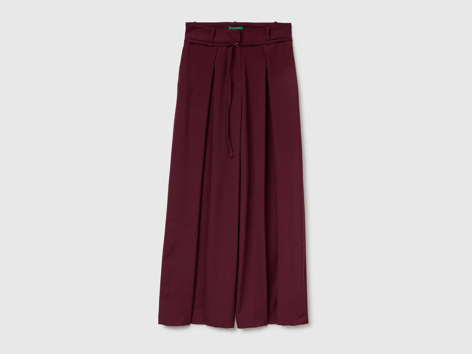 Pantaloni wide fit in flanella da donna bordeaux | Benetton Outlet
