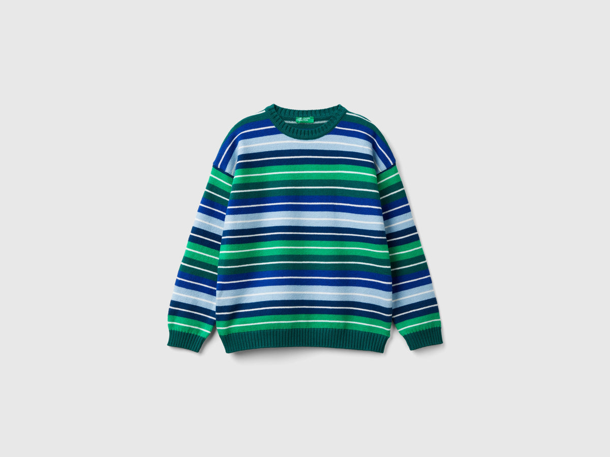 Maglia a righe in misto cotone e lana