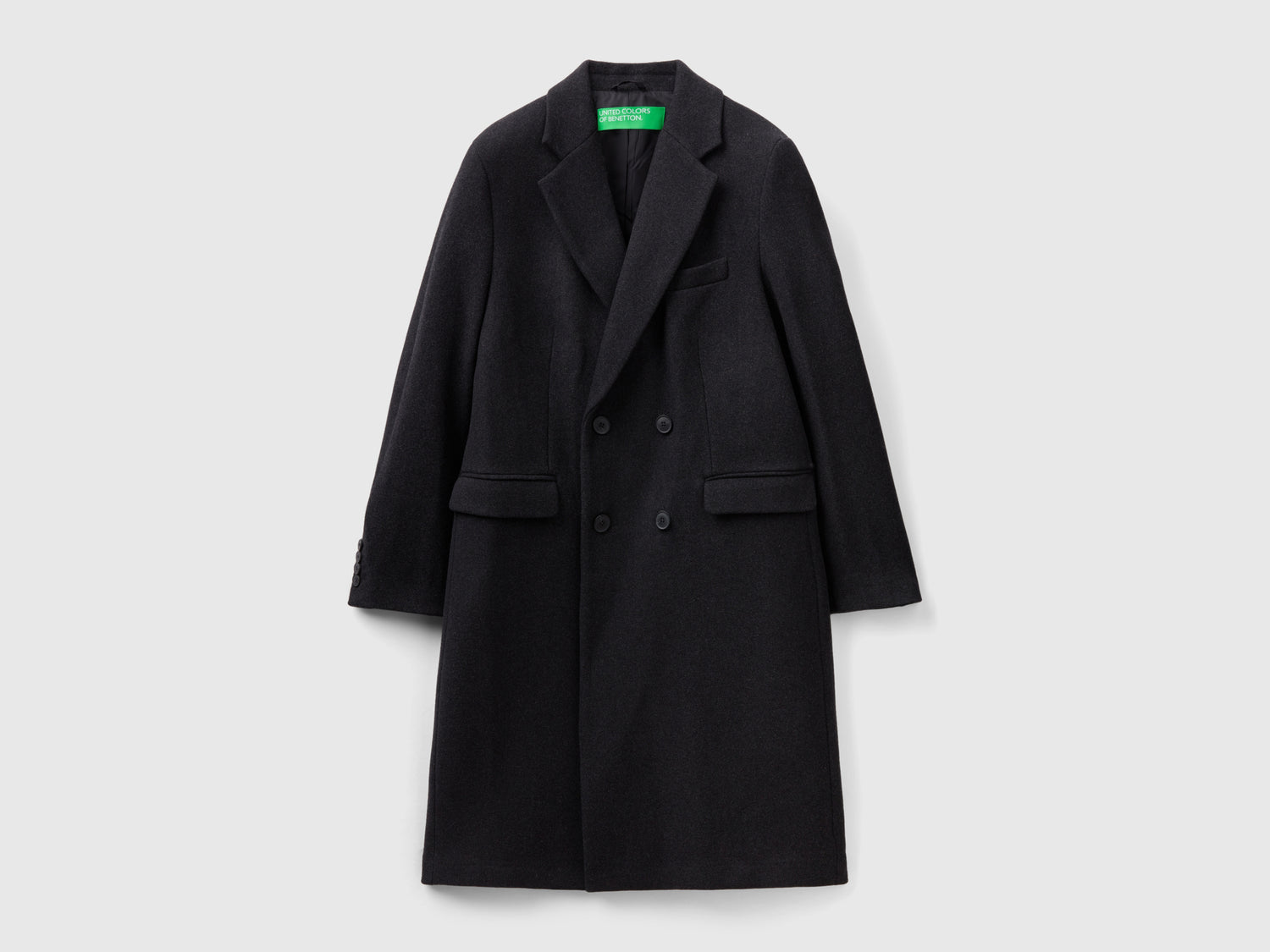 Cappotto doppiopetto slim fit da uomo nero | Benetton Outlet
